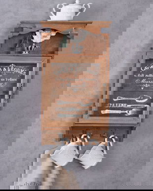 Blidar din lemn masiv maro cu gheam din sticla