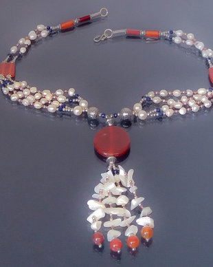 Colier carneol, perle