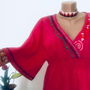 Bluza cu broderii cusute, mâneca fluture
