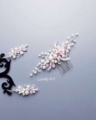 Set Kristyne , Accesoriu cu perle și cristale și cercelusi asortați
