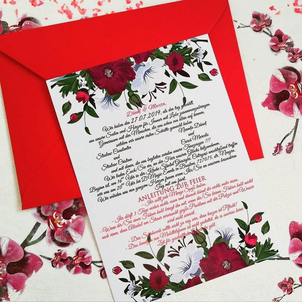 Invitatie flori Burgundy