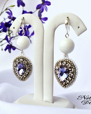 "Summer" - Cercei agate fatetate, cristale rhinestone