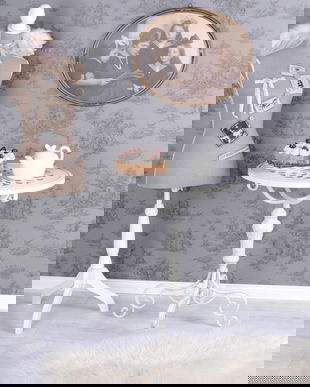 Masa rotunda pentru fier forjat alb antichizat