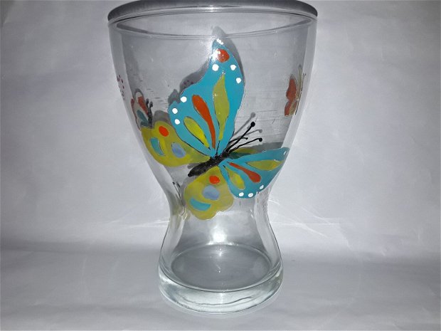 Vaza din sticla pictată manual