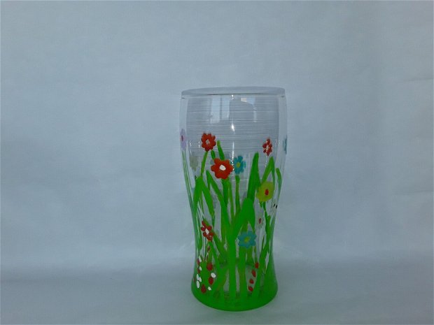 Vaza din sticla pictată manual