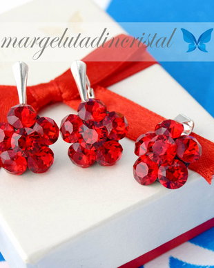 Set Swarovski - Chaton Red Flower
