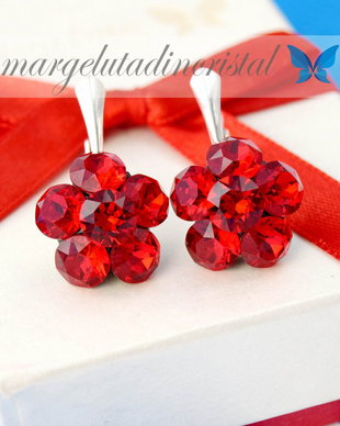 Cercei Swarovski Regal - Chaton  Flower / Argint 925