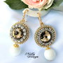 Cercei cristale, agate albe, tortite gold-filled