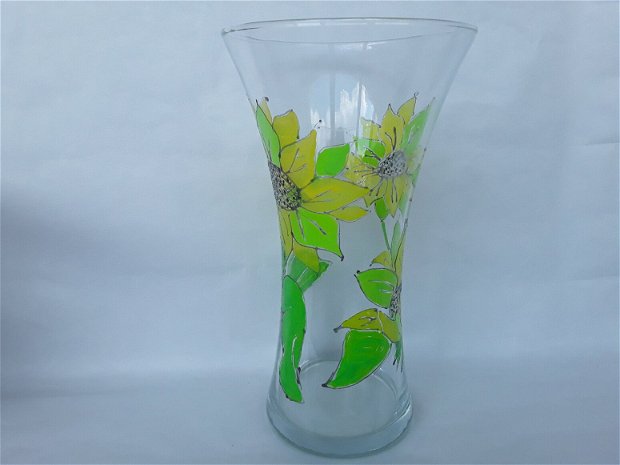Vaza sticla pictată floarea soarelui