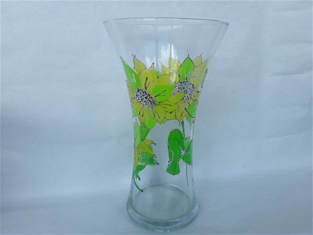 Vaza sticla pictată floarea soarelui