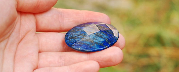 Lapis Lazuli fatetat - checkered - cu 2 fete