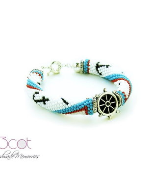 Bratara crosetata cu margele de nisip-Nautical Style