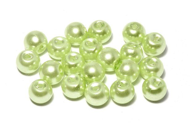 Perle din sticla, 8 mm, vernil