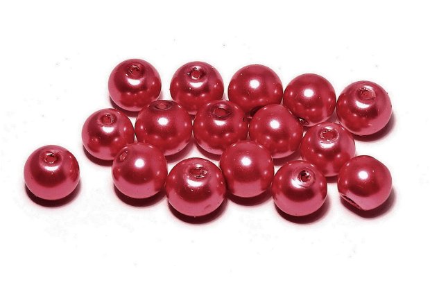 Perle din sticla, 8 mm, rosu inchis