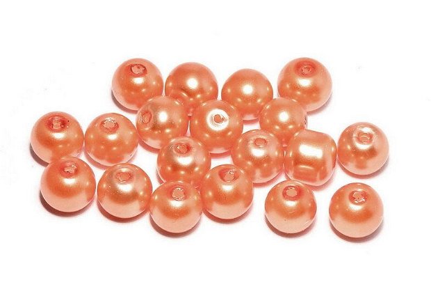 Perle din sticla, 8 mm, portocalii