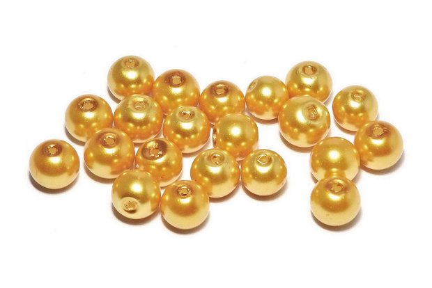 Perle din sticla, 8 mm, aurii