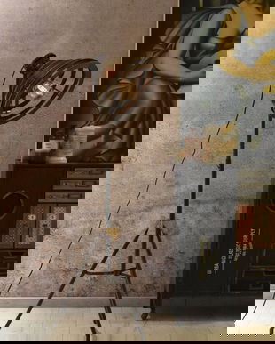 Lampa industriala de podea cu un picior gen trepied