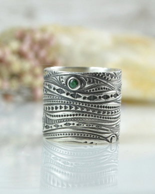 Inel din argint cu chrome diopside ''Aquarius''