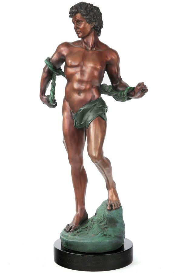 Samson mare - statueta din bronz pe soclu din marmura