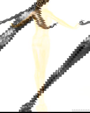 Doamna in bikini- statueta din bronz pe soclu din marmura