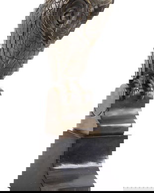 Bufnita stilizata- statueta din bronz pe soclu din marmura