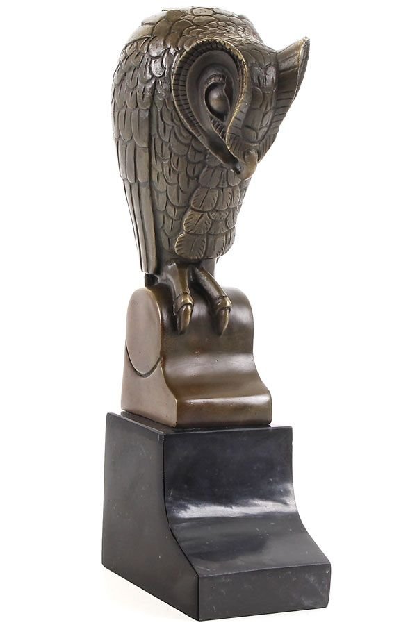 Bufnita stilizata- statueta din bronz pe soclu din marmura
