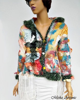REZERVAT -Jacheta/Sacou/ Cardigan impaslita, chic, cu o textura unica