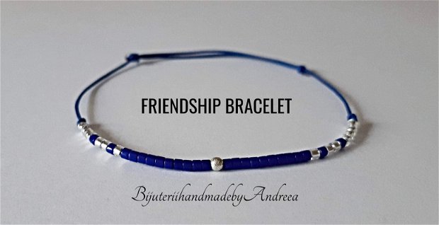 Friendship Bracelet Cobalt cu margele Miyuki si distantier argint