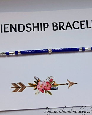 Friendship Bracelet Cobalt cu margele Miyuki si distantier argint