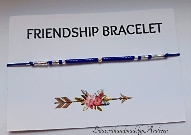 Friendship Bracelet Cobalt cu margele Miyuki si distantier argint