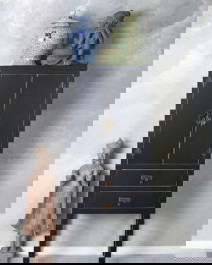 Cabinet exotic din lemn masiv negru