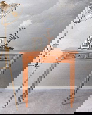 Consola din lemn masiv natur cu doua sertare