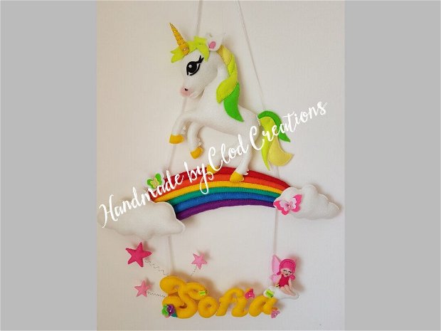 Decor Perete 3D #Unicorn personalizat cu nume