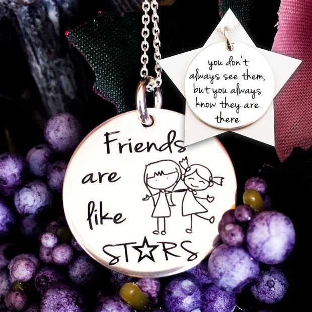 Friends - Colier personalizat argint cu mesaj - cadou prietene