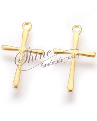 Pandantiv cruce, otel inoxidabil auriu, 16x9.5x0.8mm