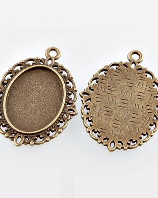 Baza de cabochon bronz,  18x13mm int.