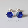 Cercei argint 925 cu piatra Swarovski Hexagon 6mm Majestic Blue