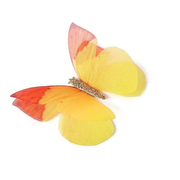 Fluture dublu, organza, portocaliu, galben 50x35 mm Cod:  DVLAK-T 012