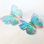 Fluture dublu, organza verde, albastru, rosu 50x35 mm Cod:  DVLAK-T 010