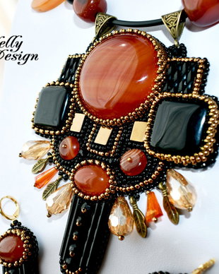 "African Souvenir" - Set colier si cercei din agate si onix