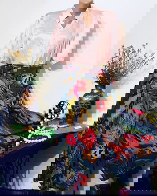 Set fusta pantalon și bluza mătase naturala