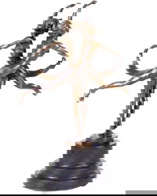 Gemeni-statueta bronz pe un soclu de marmura