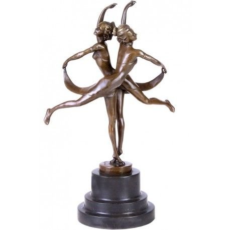Gemeni-statueta bronz pe un soclu de marmura