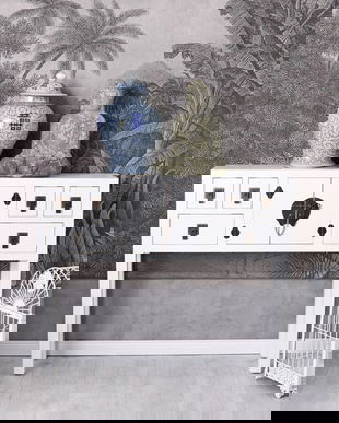 Consola exotica din lemn masiv alb