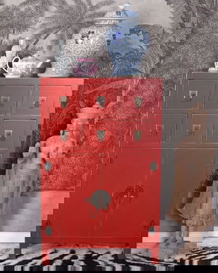 Consola exotica din lemn masiv rosu