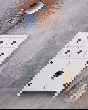 Consola exotica din lemn masiv alb