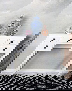 Consola exotica din lemn masiv alb