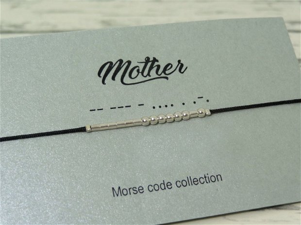 Bratara minimalista "Mother" - cod morse / Bratari personalizate