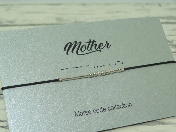 Bratara minimalista "Mother" - cod morse / Bratari personalizate