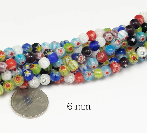 Margele tip Millefiori, 6 mm, MF05